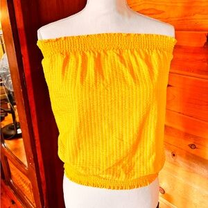 Anthropologie vibrant yellow tube top.
